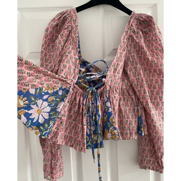 Alix of Bohemia Printed L/S Top with Lace up Back, size Small - Picture 11 of 15